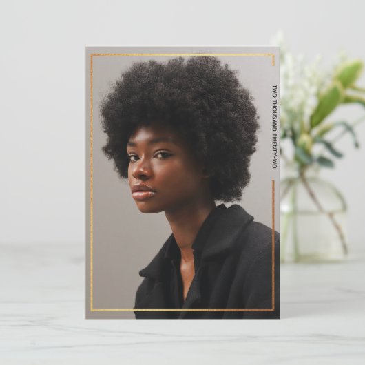 Eenvoudig, modern Gold Border Afstuderen Kaart (Staand voorkant)