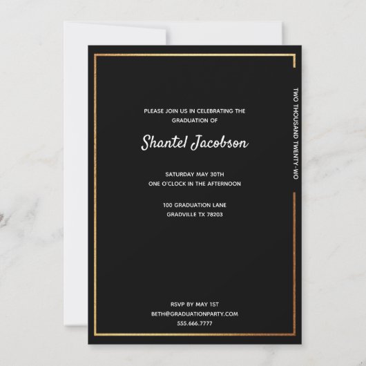 Eenvoudig, modern Gold Border Afstuderen Kaart