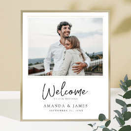 Eenvoudig, modern Gold Border Photo Weduwen Welkom Poster
