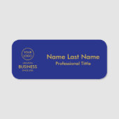 Eenvoudig Modern Gold Business Logo Blue Naamplaatje (Voorkant)