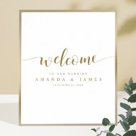 Eenvoudig, modern Gold Calligraphy Weduwen Welkom Poster