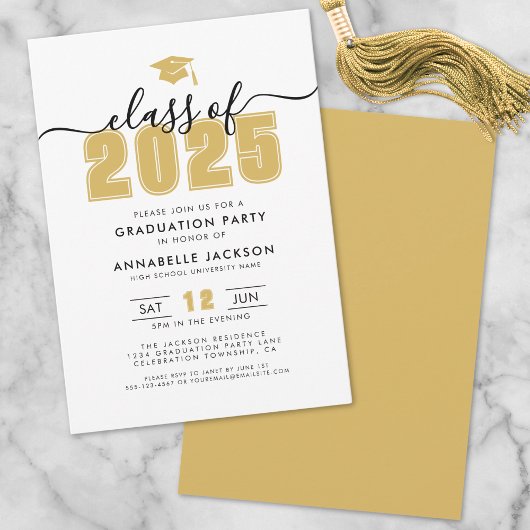 Eenvoudig Modern Gold Graduation Party Kaart