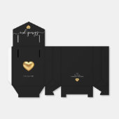 Eenvoudig modern Gold Heart Black Weddenschap Bedankdoosjes (Uitgevouwen)