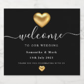 Eenvoudig modern Gold Heart Weddenlabel Sparkling Wijnetiket (Enkel label)