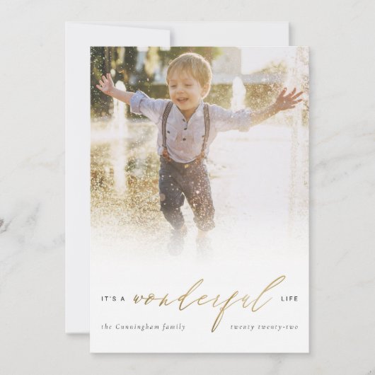 Eenvoudig, modern Gold Het is een geweldige levens Feestdagenkaart (Voorkant)