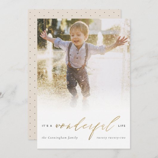 Eenvoudig, modern Gold Het is een geweldige levens Feestdagenkaart (Voorkant / Achterkant)