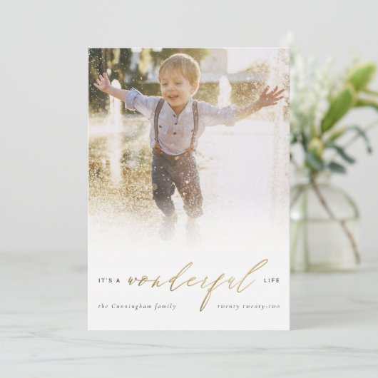 Eenvoudig, modern Gold Het is een geweldige levens Feestdagenkaart (Staand voorkant)