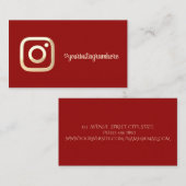 Eenvoudig modern, Gold Instagram Social Media Red Visitekaartje (Voorkant / Achterkant)