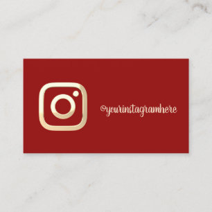 Eenvoudig modern, Gold Instagram Social Media Red Visitekaartje