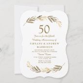 Eenvoudig modern Gold Leaf 50th Wedding Jubileum Kaart (Voorkant)