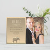 Eenvoudig modern Gold Photo Wedding Kaart (Staand voorkant)