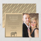 Eenvoudig modern Gold Photo Wedding Kaart (Voorkant / Achterkant)