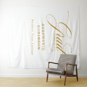 Eenvoudig Modern Gold Script Afstudeerder Foto Ach Wandkleed (In Situ (horizontaal))