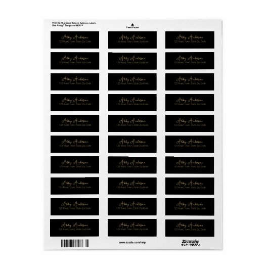 Eenvoudig Modern Gold Script | Black Etiket (Full Sheet)