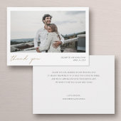 Eenvoudig Modern Gold Script Custom Photo Wedding Bedankkaart