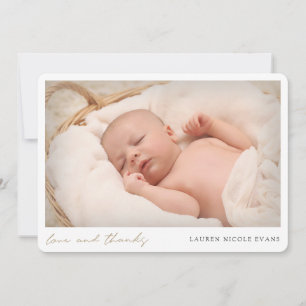 Eenvoudig Modern Gold Script Photo-Baby shower Bedankkaart