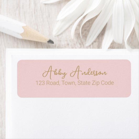 Eenvoudig Modern Gold Script | Roze Etiket (Insitu)