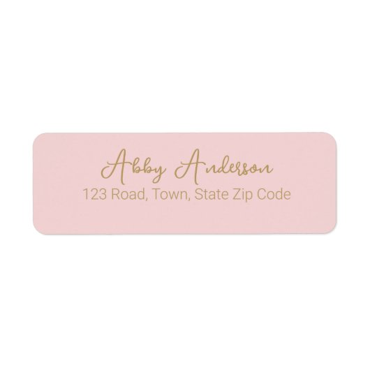 Eenvoudig Modern Gold Script | Roze Etiket (Voorkant)