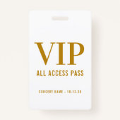 Eenvoudig Modern Gold Script VIP All Access Pass Badge (Voorkant)