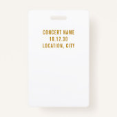 Eenvoudig Modern Gold Script VIP All Access Pass Badge (Achterkant)