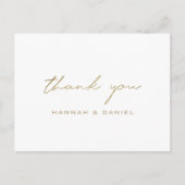 Eenvoudig Modern Gold Script Wedding Dank u Briefkaart (Voorkant)
