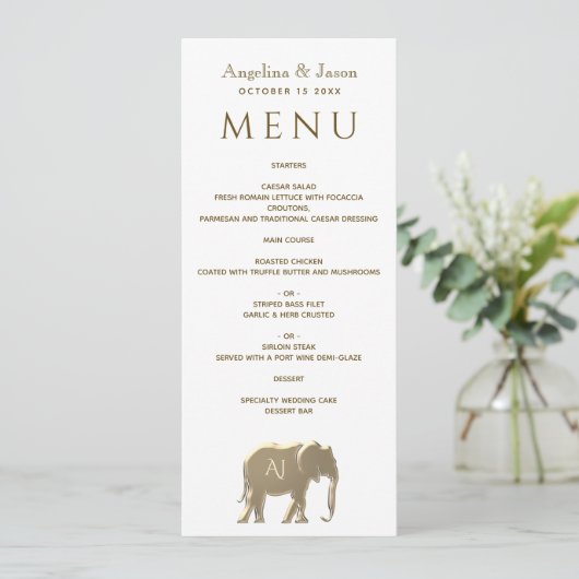 Eenvoudig modern Gold Wedding Menu (Staand voorkant)
