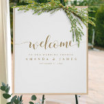 Eenvoudig, modern Gold White Couples — Welkom Poster<br><div class="desc">We hebben deze eenvoudige, levendige stelletjes een welkome sjabloon van het poster gegeven met 'Welkom' in een stromend modern lettertype. We houden van de gestileerde, langwerpige bloei aan beide uiteinden van het woord. Dit en de andere tekst is een elegante gouden toon genaamd California Gold. Gebruik de intuïtieve bewerkingstools om...</div>