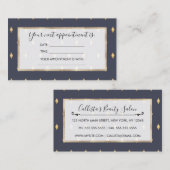 Eenvoudig Modern Goud Diamant Marine Blauw Patroon Afsprakenkaartje (Voorkant / Achterkant)