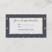 Eenvoudig Modern Goud Diamant Marine Blauw Patroon Afsprakenkaartje (Voorkant)