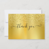 Eenvoudig Modern Goud Glitter Elegant Script Bedankkaart (Voorkant)