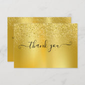 Eenvoudig Modern Goud Glitter Elegant Script Bedankkaart (Voorkant / Achterkant)