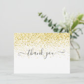 Eenvoudig Modern Goud Glitter Schrift Bedankkaart (Staand voorkant)