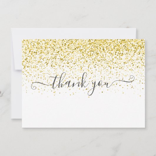 Eenvoudig Modern Goud Glitter Schrift Bedankkaart (Voorkant)