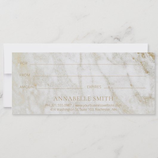 Eenvoudig Modern Goud Marmer Elegant Cadeaubon (Achterkant)