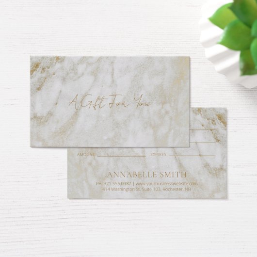 Eenvoudig Modern Goud Marmer Elegant Cadeaubon Visitekaartje (Bureau)