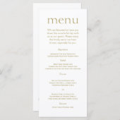 Eenvoudig Modern Goud Metallic Bruiloft Menu (Voorkant / Achterkant)