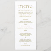 Eenvoudig Modern Goud Metallic Bruiloft Menu (Voorkant)