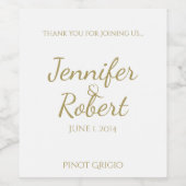 Eenvoudig Modern Goud Metallic Bruiloft Wijn Label Etiket (Enkel label)