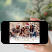 Eenvoudig Modern Goud Script 2 Foto Kerstmis Feestdagenkaart