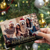 Eenvoudig Modern Goud Script 2 Foto Kerstmis Feestdagenkaart