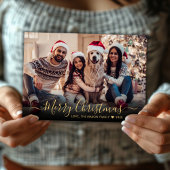 Eenvoudig Modern Goud Script 2 Foto Kerstmis Feestdagenkaart