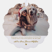 Eenvoudig Modern Goud Script 2 Foto Kerstmis Ornament Kaart (Achterkant)