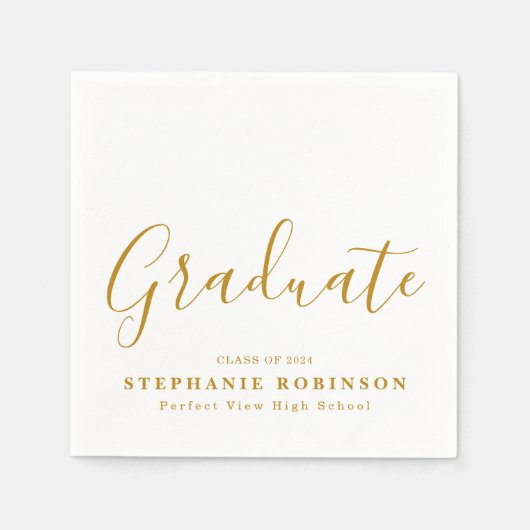 Eenvoudig Modern Goud Script Afstudeerfeest Servet (Voorkant)