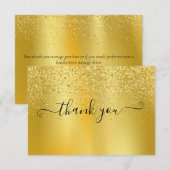 Eenvoudig Modern Gouden Glitter Elegante Script Bedankkaart (Voorkant / Achterkant)