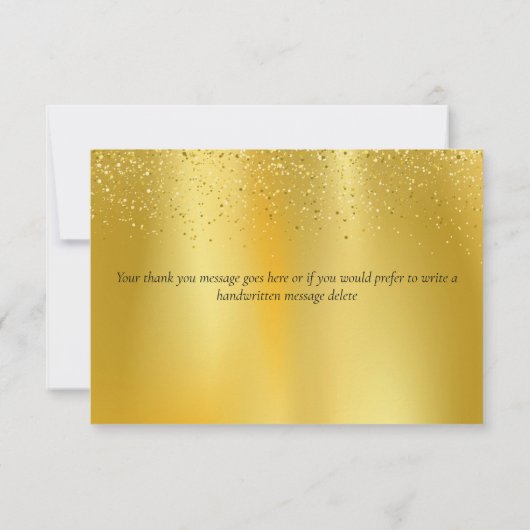 Eenvoudig modern gouden glitterscript elegant bedankkaart (Achterkant)