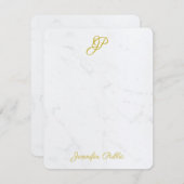 Eenvoudig modern gouden script Elegant Monogram vo Notitiekaartje (Voorkant / Achterkant)