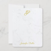 Eenvoudig modern gouden script Elegant Monogram vo Notitiekaartje (Voorkant)