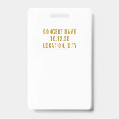 Eenvoudig Modern Gouden Script VIP All Access Pas  Badge (Achterkant)