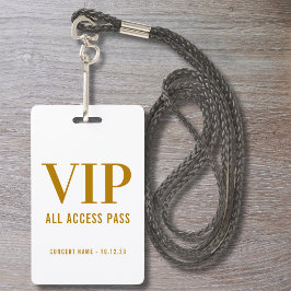Eenvoudig Modern Gouden Script VIP All Access Pas  Badge
