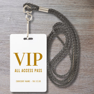 Eenvoudig Modern Gouden Script VIP All Access Pas Badge